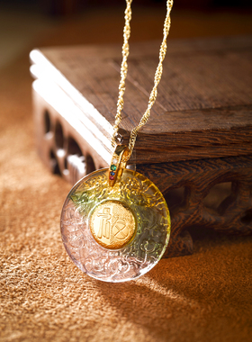 古法男女琉璃镶金项链龙年新年