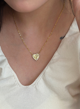 JILIFANG爆闪碎碎冰爱心锁骨链