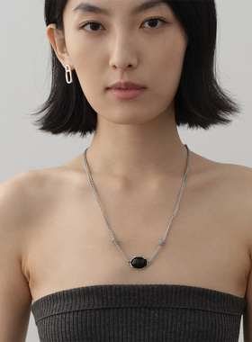 小众独立设计黑色熔岩矿石项链