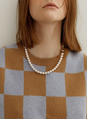 打结珍珠高级感金球磁扣项链