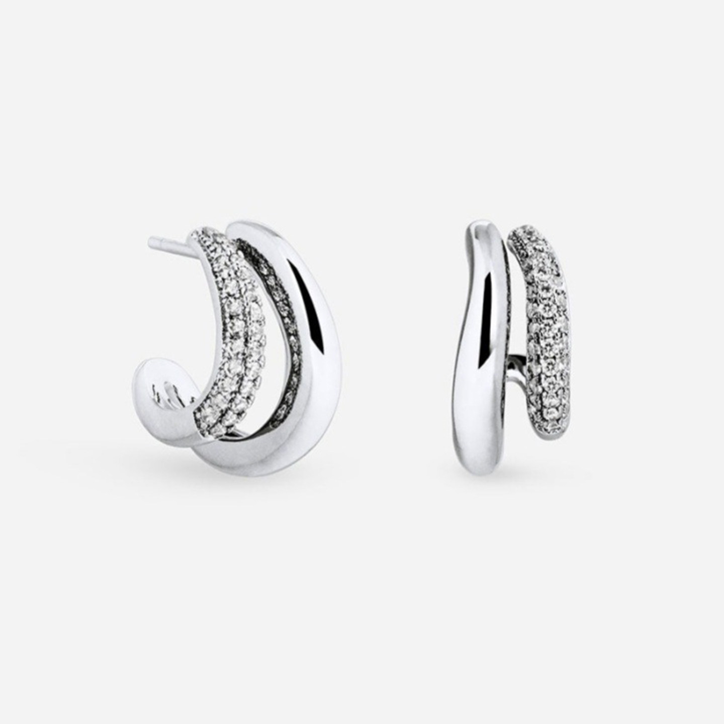 JILIFANG 欧美风法式经典简约双层C圈微镶锆石银针防过敏耳环耳钉,淘宝优惠券,粉丝福利购,淘宝优惠卷