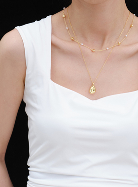 爱心珍珠串珠水滴项链