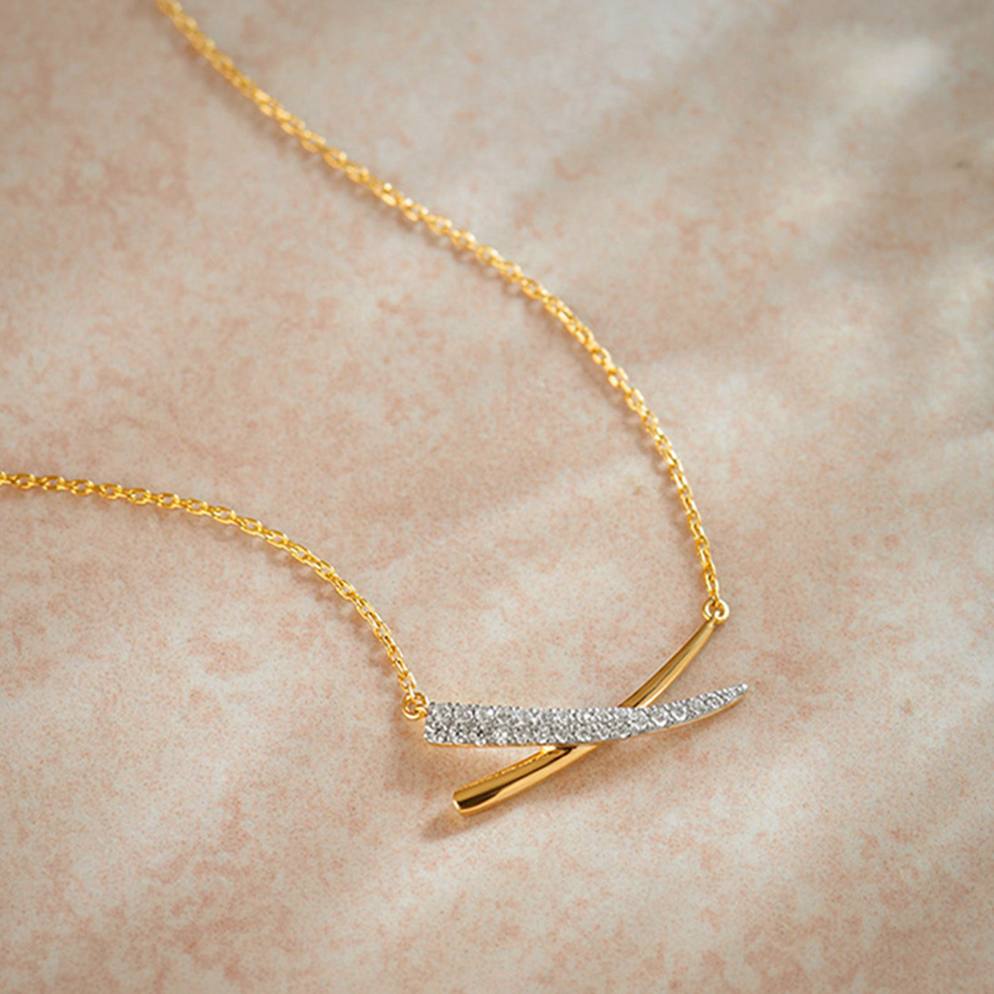 JILIFANG 通体S925银微镶5A高碳满钻交叉X线条精致礼物项链锁骨链,淘宝优惠券,粉丝福利购,淘宝优惠卷