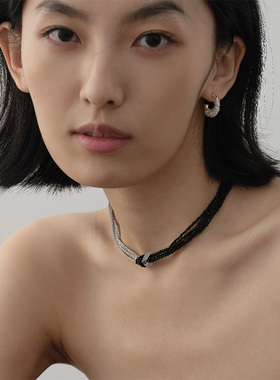 小众撞色打结编织波光粼粼项链