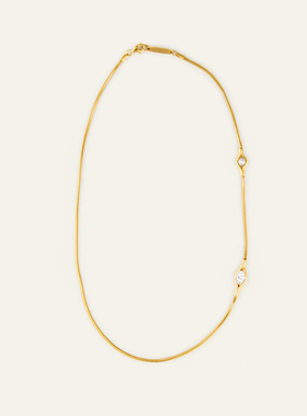 JILIFANG 镶嵌珍珠锆石闪钻细款轻奢欧美ins高级感蛇骨锁骨链项链