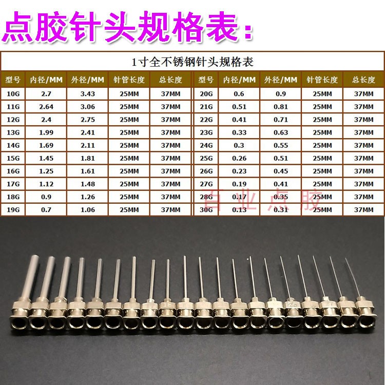 金属精密点胶针头点胶针筒针管针咀针嘴1英寸针头注胶针管打胶针 - 图0