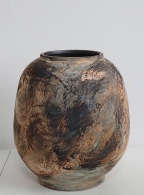 Atpeun日式侘寂风艺术感花瓶茶空间花器油画风摆件鲜花绿植器皿民