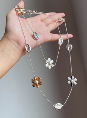 韩系简约撞色花朵项链轻奢高级感