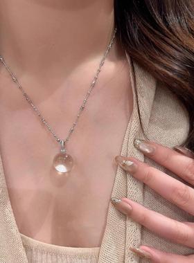清冷风仿白水晶项链高级感锁骨链