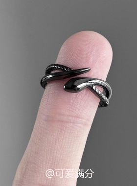 vintage黑色蛇形戒指小众高级感