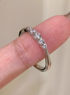 s925纯银精致小排钻细款戒指女款