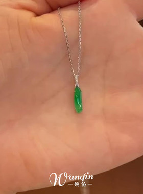 新中式祖母绿仿玉髓项链国风优雅