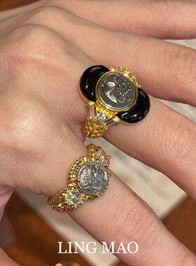 复古风金色古币戒指百搭小众设计