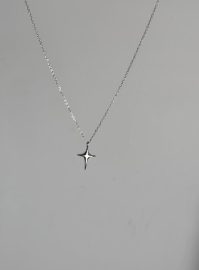 925纯银清冷感四芒星项链女ins风
