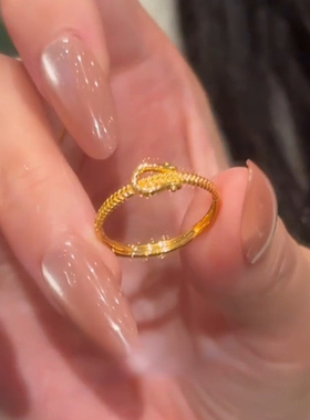 S925纯银爆闪金色小马蹄戒指轻奢