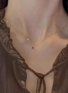 极细紫色不规则项链高级轻奢小众