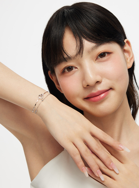 几何双环手链女生款纯银精致手饰