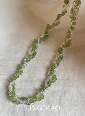 法式小清新绿色串珠项链精致百搭