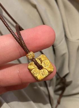 S925纯银棕色编绳沙金长款项链女