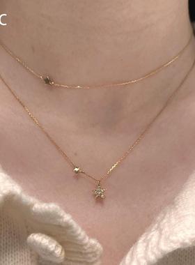 韩系超闪金色微镶星星项链高级感