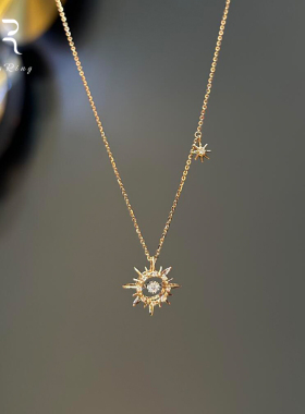 S925纯银超闪芒星太阳花锆石项链