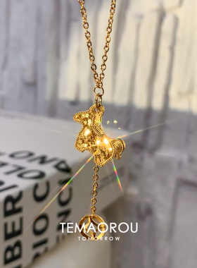 金色爆闪碎冰冰小金马铜钱项链女