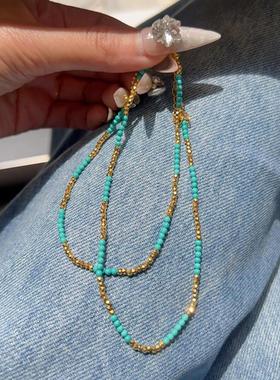 新中式金色镂空四叶草项链仿锆石