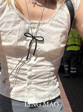 芭蕾鞋蝴蝶结长款项链高级感轻奢