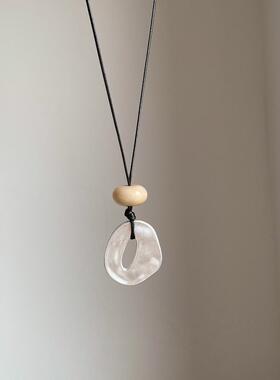 初秋新款不规则哑光椭圆长款项链