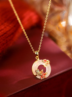 新年锦鲤平安扣项链喜庆轻奢高级