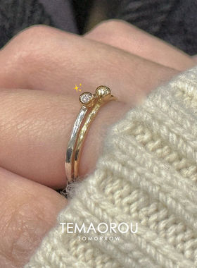 韩系ins风mini珠极细款叠戴戒指