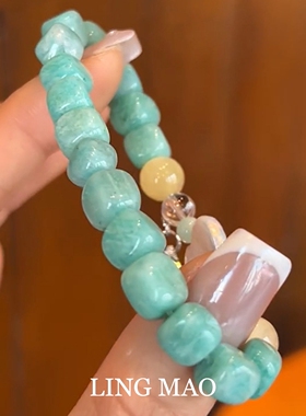 度假风绿色仿天河石串珠手链小众