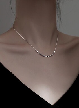 银色小方块项链女高级感小众简约