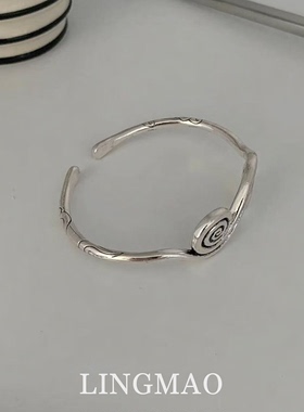 复古做旧螺旋开口手镯小众高级感