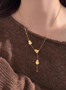 新中式金色碎冰冰福禄葫芦项链女