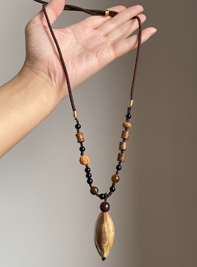 新中式焦糖色菩提项链复古高级感