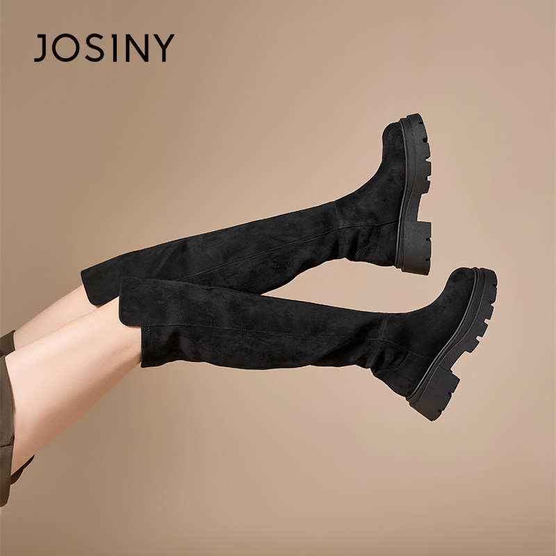 卓诗尼过膝长筒靴女2025年秋冬新款复古百搭显瘦加绒保暖高筒靴子,淘宝优惠券,粉丝福利购,淘宝优惠卷