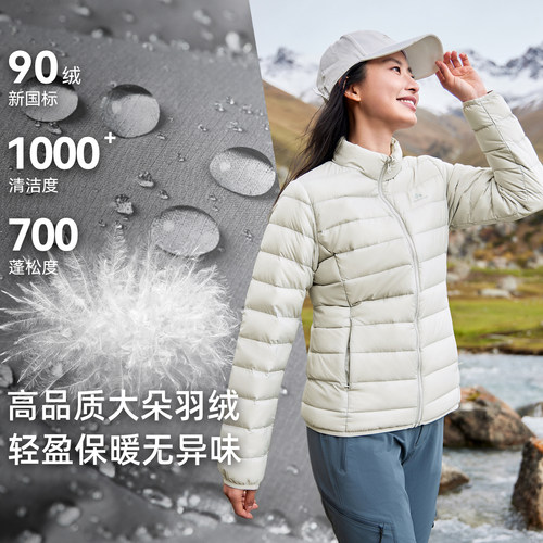 【羽绒内胆】拓路者户外90绒轻薄羽绒服女士秋冬排骨保暖外套黑色 - 图0