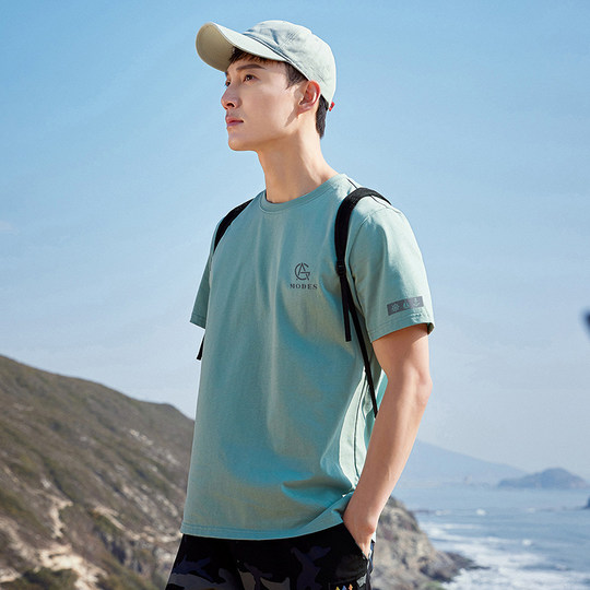 Tuoluzer half-sleeved short-sleeved T-shirt pure cotton men