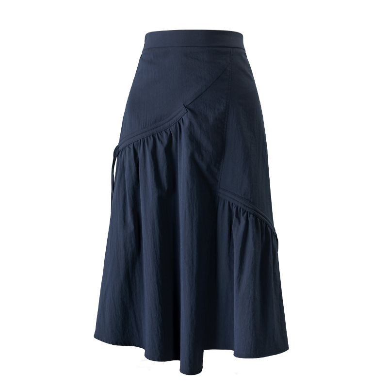 夏季2022新款蓝色抽绳a字裙半身裙 铭鸿一族半身裙