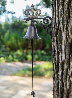 欧式复古创意铸铁工艺品铁艺皇冠门铃壁饰别墅庭院门口手摇铃吊铛