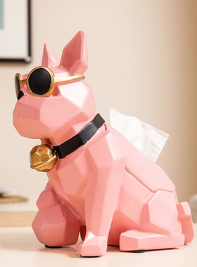 招财猫北欧法斗茶几餐厅纸盒摆件