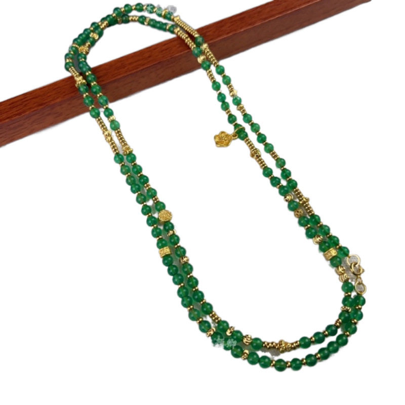 长款简约复古绿小米珠项链百搭气质手工饰品女,淘宝优惠券,粉丝福利购,淘宝优惠卷