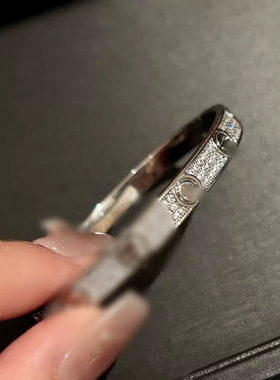 咔家爆款三排钻满天星手镯宽版love手镯女厚镀18K金经典情侣手环