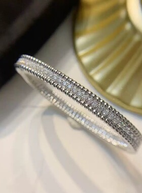 高版珠边满圈排钻手镯女轻奢高级滚珠宝满钻手饰时尚满天星手环女