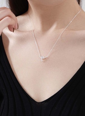 S999纯银足银爱心项链日韩ins风小巧Mini桃心吊坠女简约心形锁骨