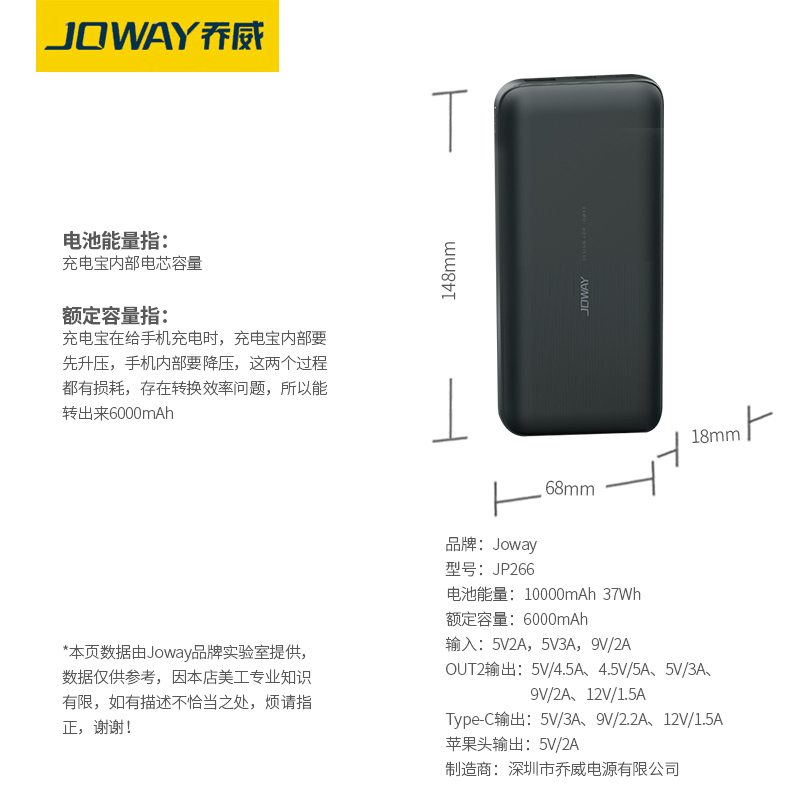 Joway JP266自带线充电宝适用华为超级快充22.5W苹果手机PD快充ty - 图0