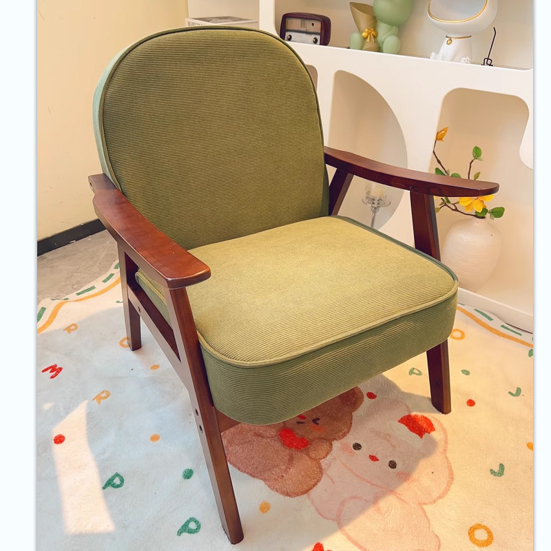 单人沙发椅阳台休闲小户型北欧客厅卧室居家实木中古风洽谈单椅子,淘宝优惠券,粉丝福利购,淘宝优惠卷