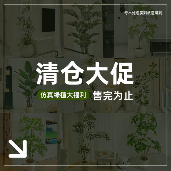Clearance simulation green plants high-end light luxury decorative ornaments large living room advanced bionic indoor floor-standing potted fake trees