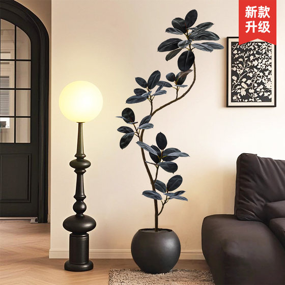 Simulated green plants, high-end light luxury, black diamond indoor large-scale floor-standing ornaments, living room decoration, bionic fake trees and plants